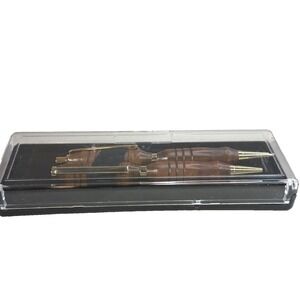 Handmade Bocote Wood Pen & Mechanical Pencil Set Gold Trim Fits Cross Refill